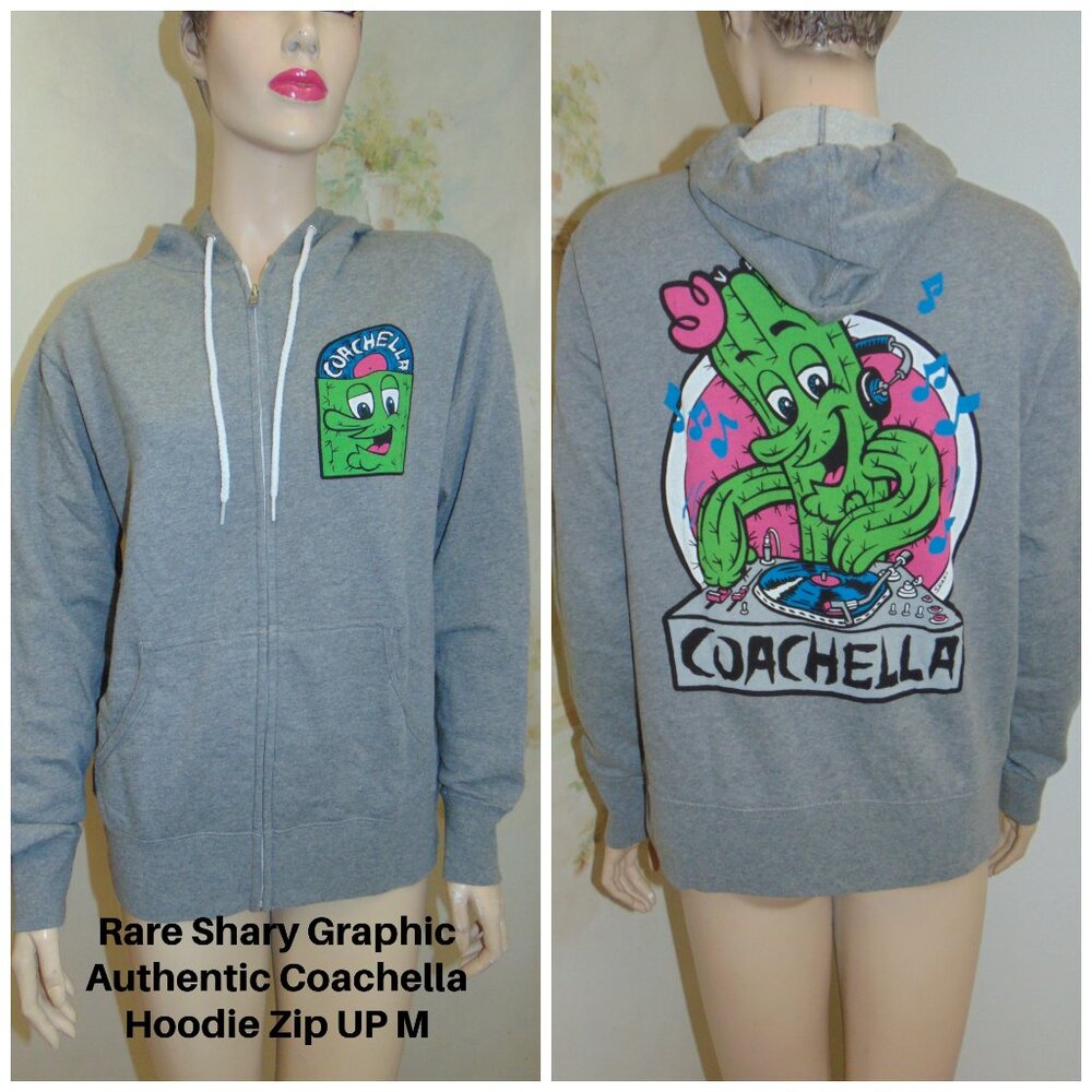 RARE Coachella Music and Arts Festival Full Zip Hoodie Womens Jacket DJ Cactus M